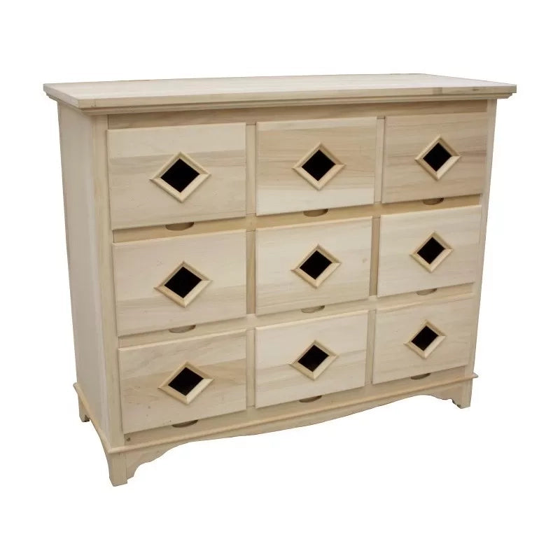 Cassettiera classica in legno 9 cassetti grezzo l.147 p.55 h.119 (981) - Mobili 2G