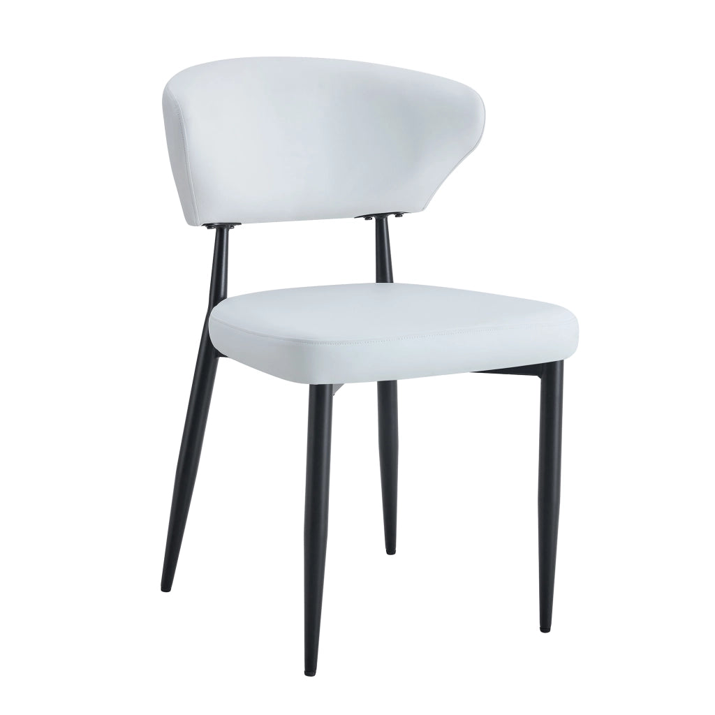 Sedia da sala da pranzo 2 pezzi con schienale ergonomico in PU e gambe in metallo, bianco e nero, stile moderno