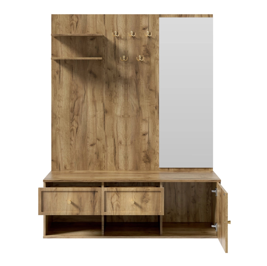 Set guardaroba da ingresso 6 in 1 con specchio e panca