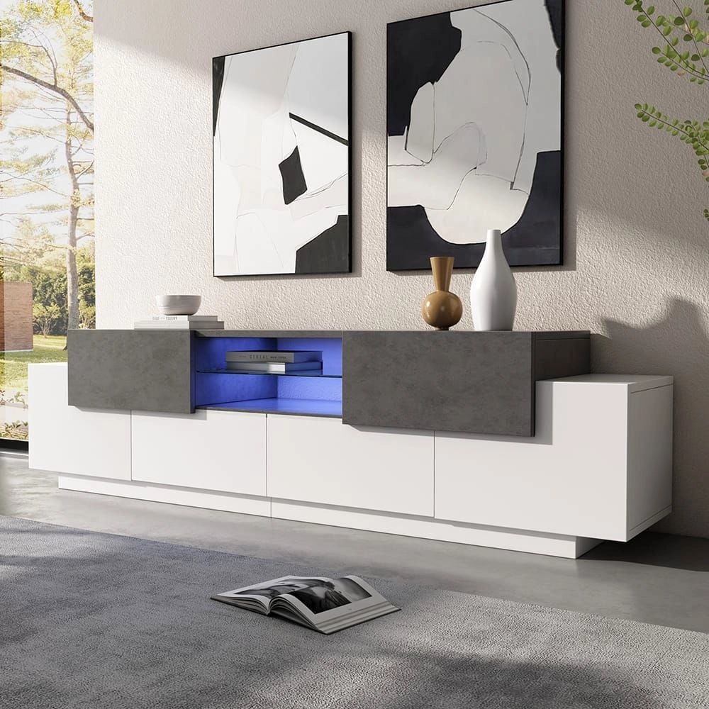 Media center gaming - Xylo - Bianco/grigio vetrine per 80"