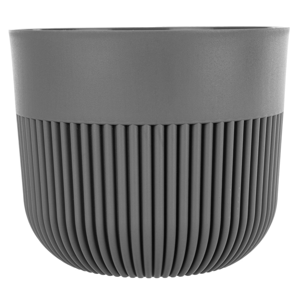 Vaso da fiori KADAX, Coprivaso, 17 cm, Plastica, Rotondo, A coste, Grigio