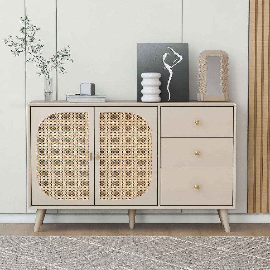 Mobile TV con ante e cassetti - Zephmum- Offwhite Creme 120 cm