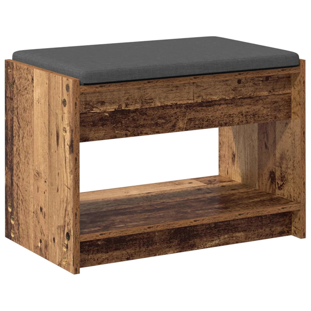 Panca per ingresso con cuscino Legno vecchio 63 x 38 x 45 cm