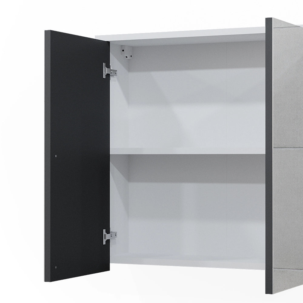 Vicco Specchio contenitore bagno Bianco/antracite 60 x 58 cm con due porte a specchio