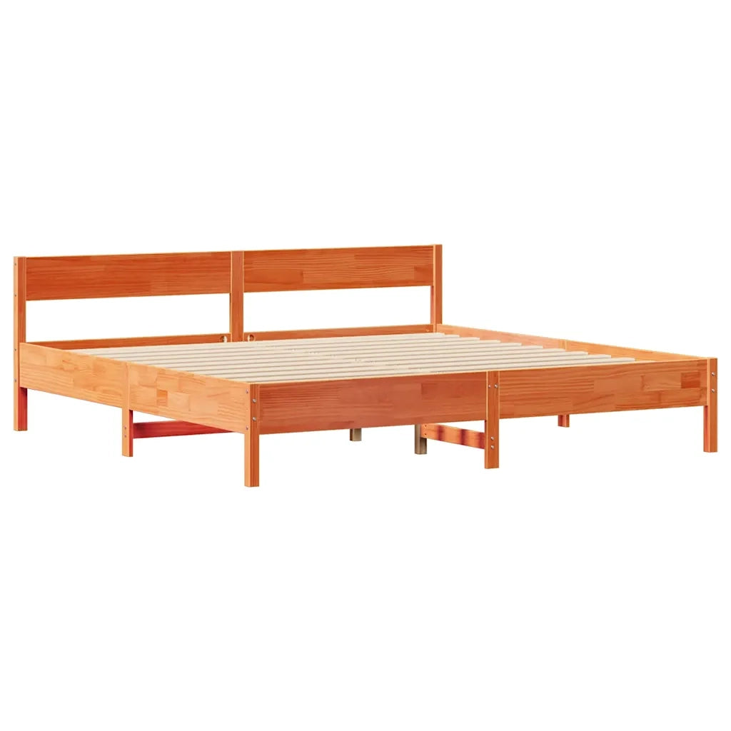 Letto senza Materasso Marrone Cera 200x200 cm in Legno di Pino 3301739
