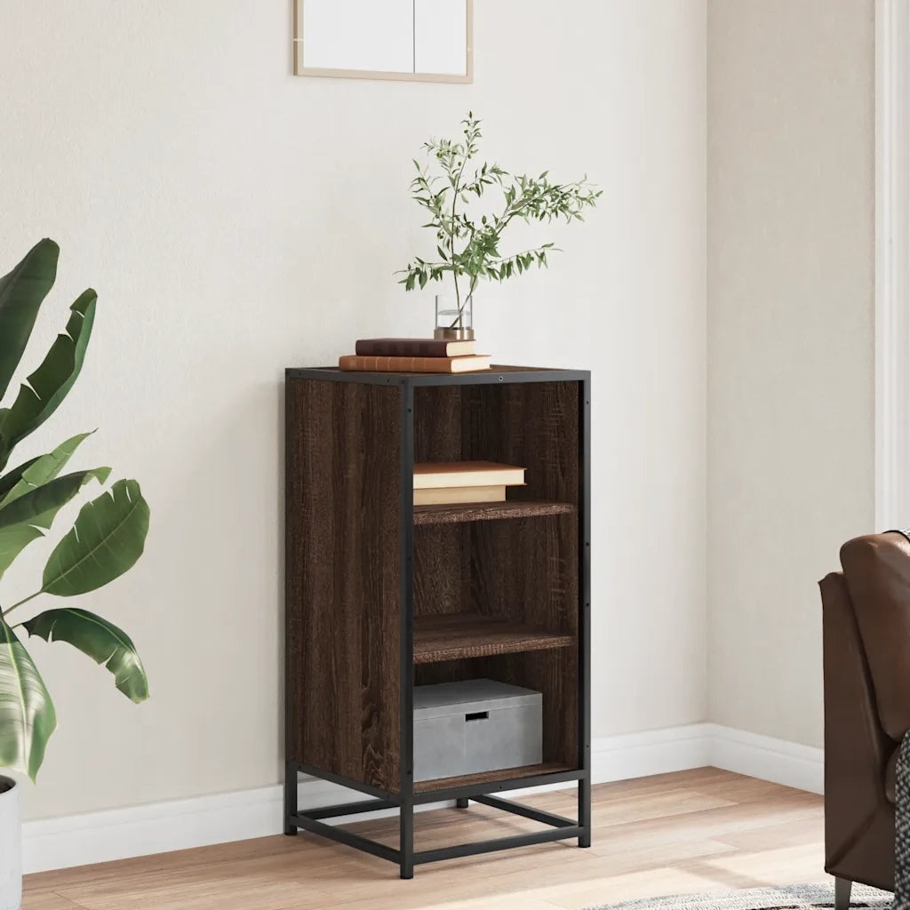 Credenza Rovere Marrone 35,5x35x76 cm in Truciolato e Metallo