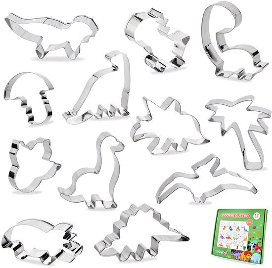 Set di stampi a forma di biscotto - 12 pezzi di stampi a forma di biscotto, set in acciaio inossidabile per decorazione di compleanni e feste DIY