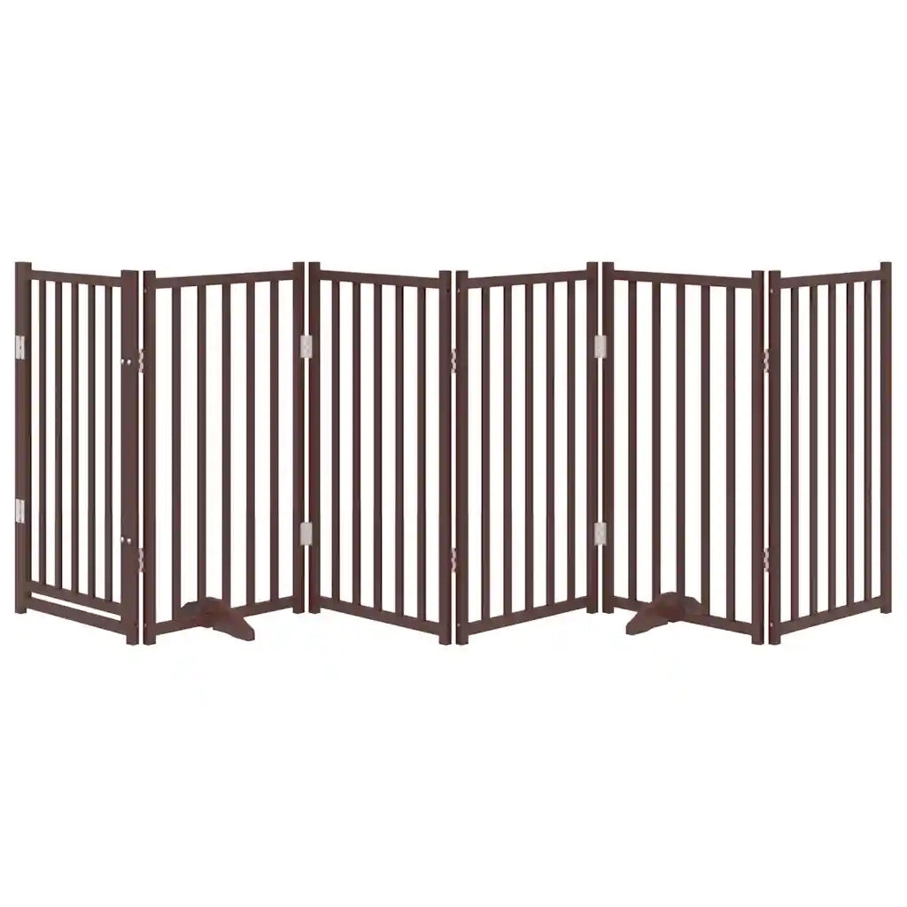 vidaXL Cancello Cani Pieghevole Marrone 6Pannelli 300cm Massello Abete