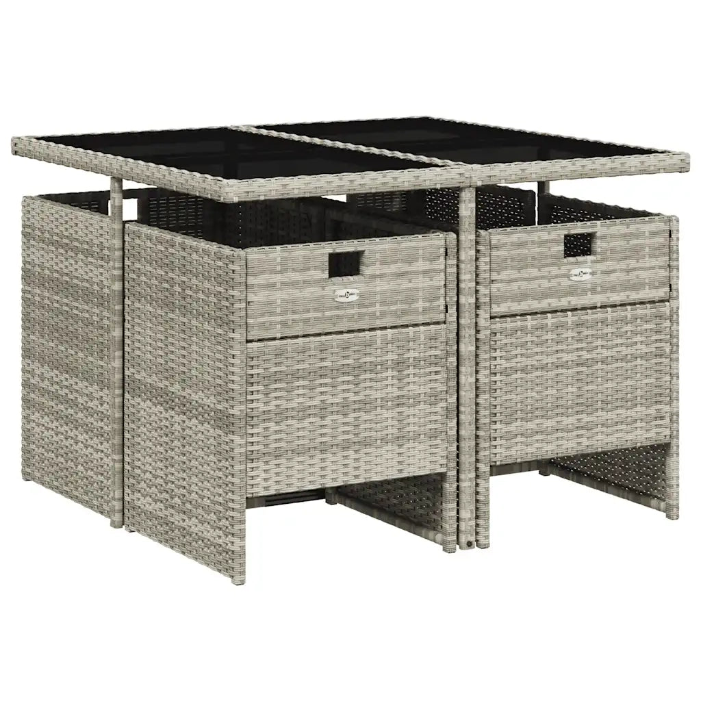 Set Pranzo da Giardino 5pz | Set Salotto da Giardino con Cuscini Grigio Chiaro Polyrattan