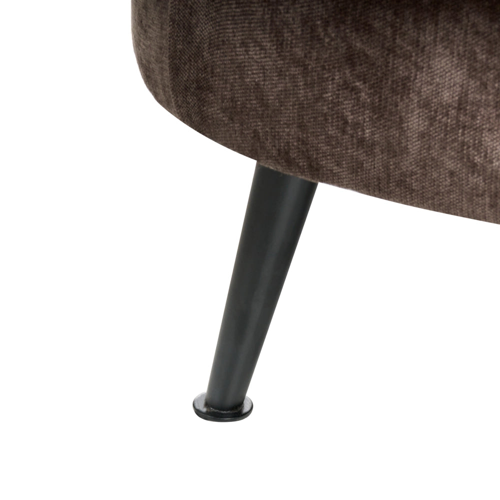 Poltrona Rivestimento in ciniglia con braccioli Gambe in ferro Soggiorno Marrone Scuro stile moderno