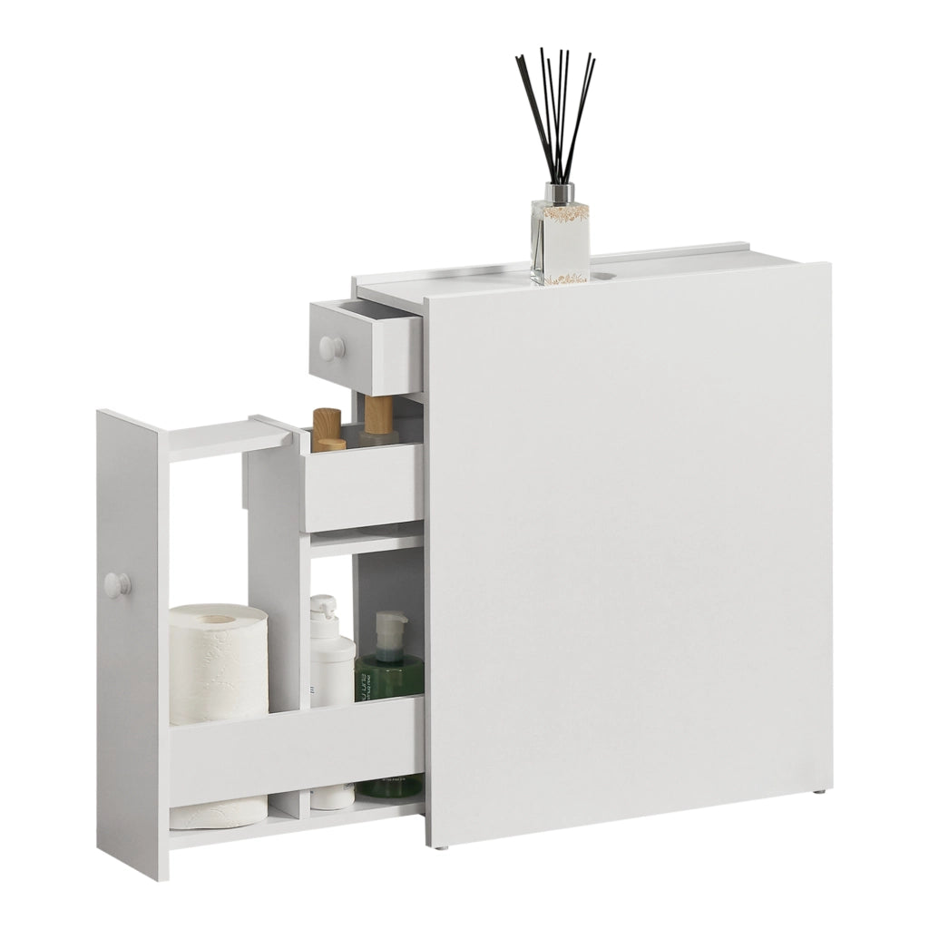 Armadietto da Bagno Kihniö con Cassetti e Scomparti Estraibili - Bianco [en.casa]