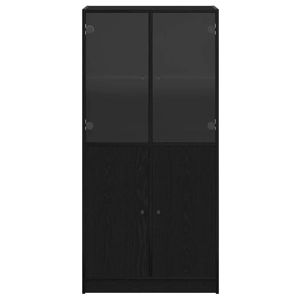 Credenza-Buffet-Armadio da cucina Nero 68 x 37 x 142 cm Legno multistrato