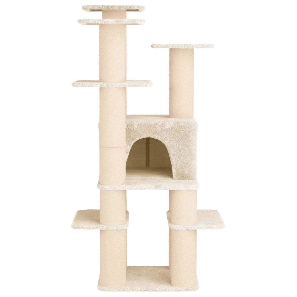 Albero per gatti con pali per graffiare in sisal Crema 161 cm 42033051