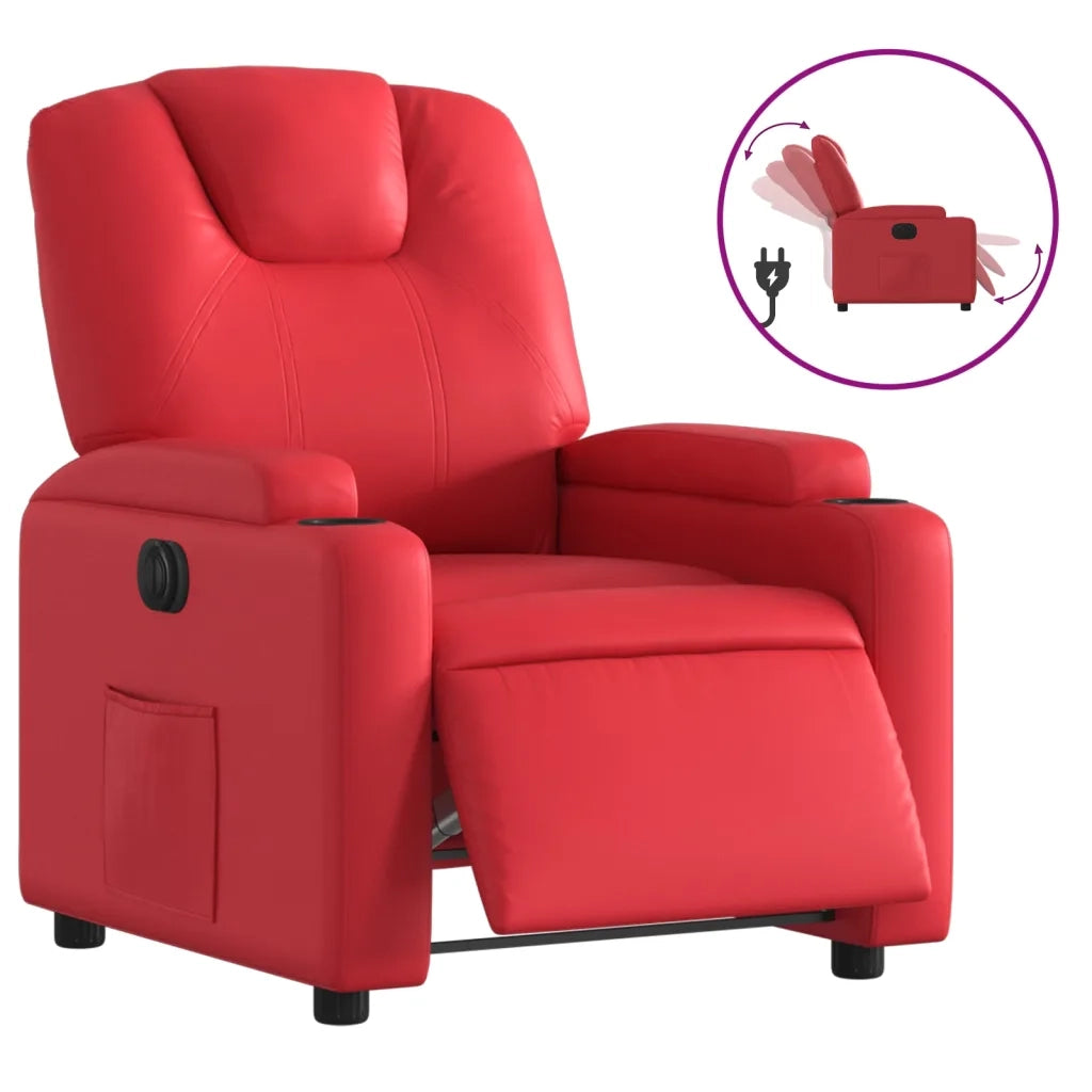 Divano Sedia-Poltrona Reclinabile Elettrica Rossa in Similpelle 636712