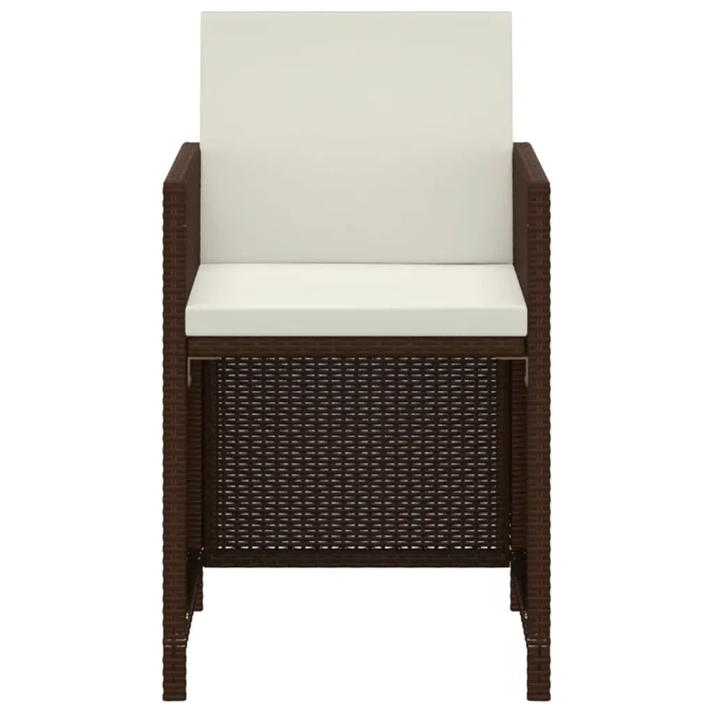 Set da Pranzo da Giardino 3 pz e Cuscini in Polyrattan Marrone cod mxl 65790