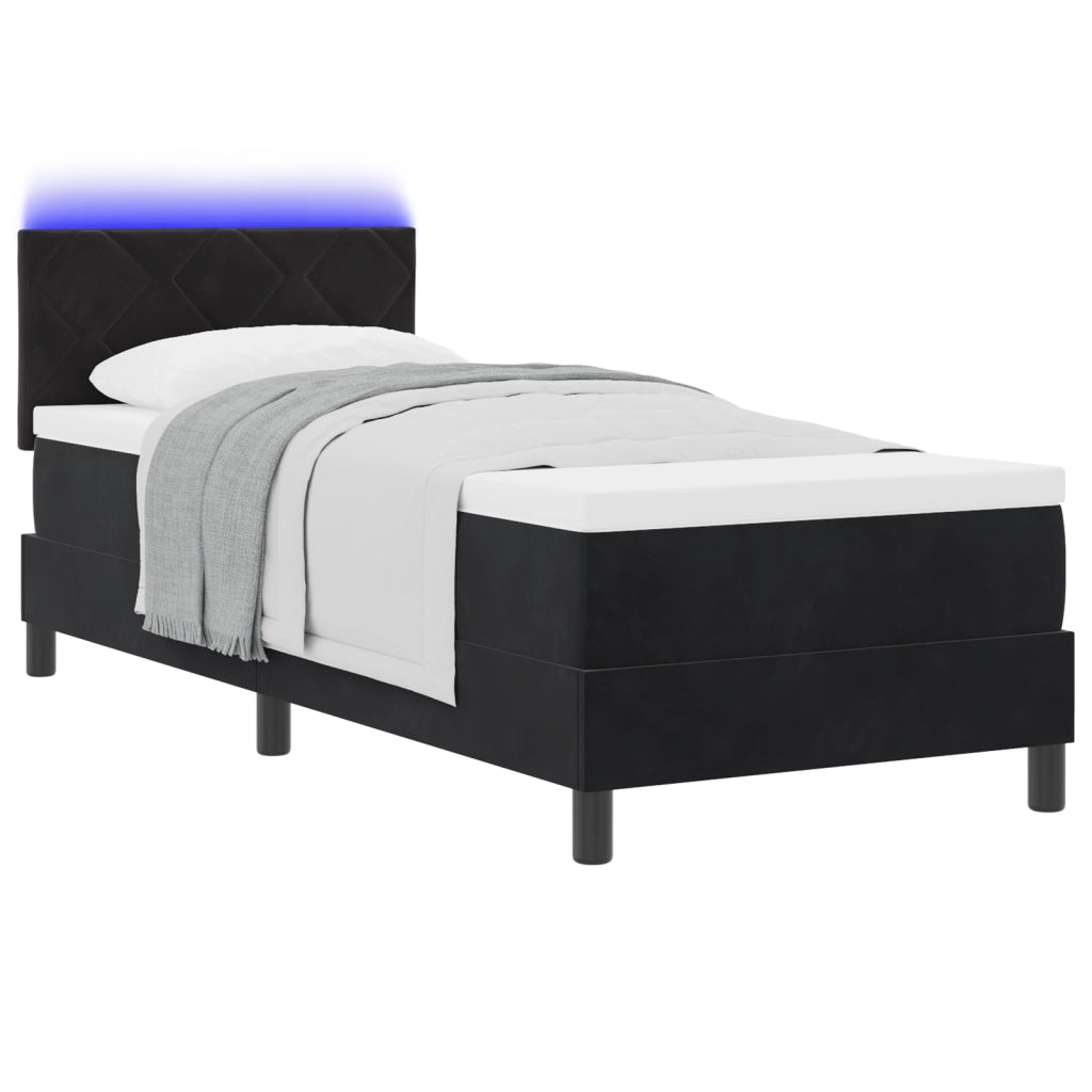 Letto con Box Spring con Materasso & LED Nero 80x200 cm Velluto