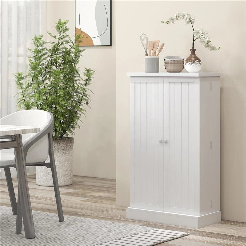 ARMADIO DA CUCINA CON 5 RIPIANI CENTRALI E 2 RIPIANI LATERALI A 6 LIVELLI, IN MDF, 60X30X104 CM, BIANCO