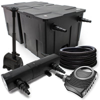 Set per laghetto Filtro 60000l con Pompa SuperEco 80W, Chiarificatore UVC 36W, Fontana e Tubo 25m
