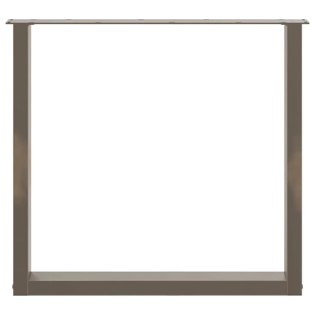 Set di 2 gambe per tavolo da pranzo a forma di U 90 x 72-73 cm con piedini regolabili design moderno acciaio naturale 02_0057435