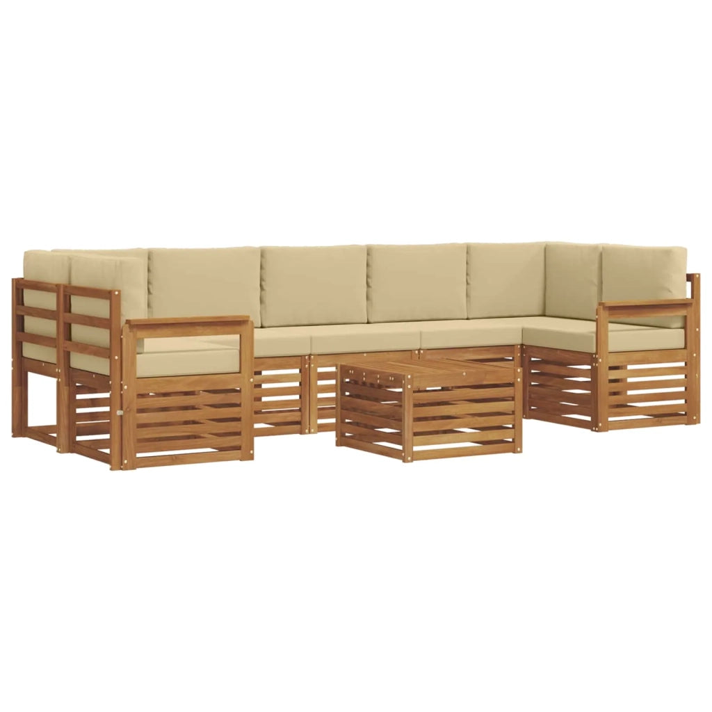 Set di divani da esterno con cuscino 8 pcs Naturale e Beige 3374518