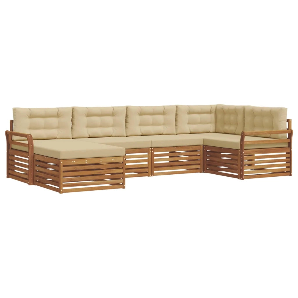 Set di divani da esterno con cuscino 6 pcs Naturale e Beige