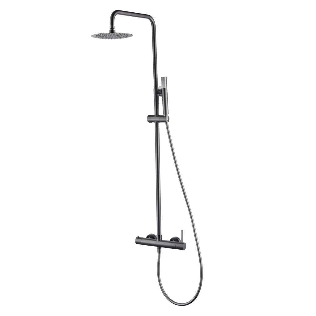 IMEX Colonna doccia monocomando in ottone soffione anticalcare Ø20 cm cartuccia ceramica Ø35 mm finitura canna di fucile PVD serie Monza IMEX-BDM039-BGM