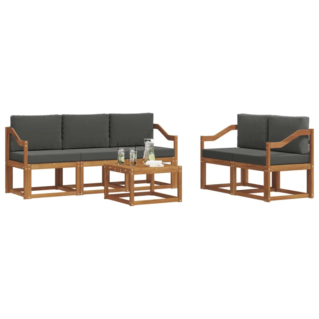 Set di divani da esterno con cuscino 6 pcs Naturale e Antracite
