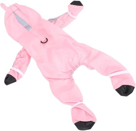 Impermeabile per cani Leggero - Cappuccio regolabile - Bordo ampio - Cinturino con foro - Poliestere duraturo - Copertura completa del capo - Impermeabile per cani