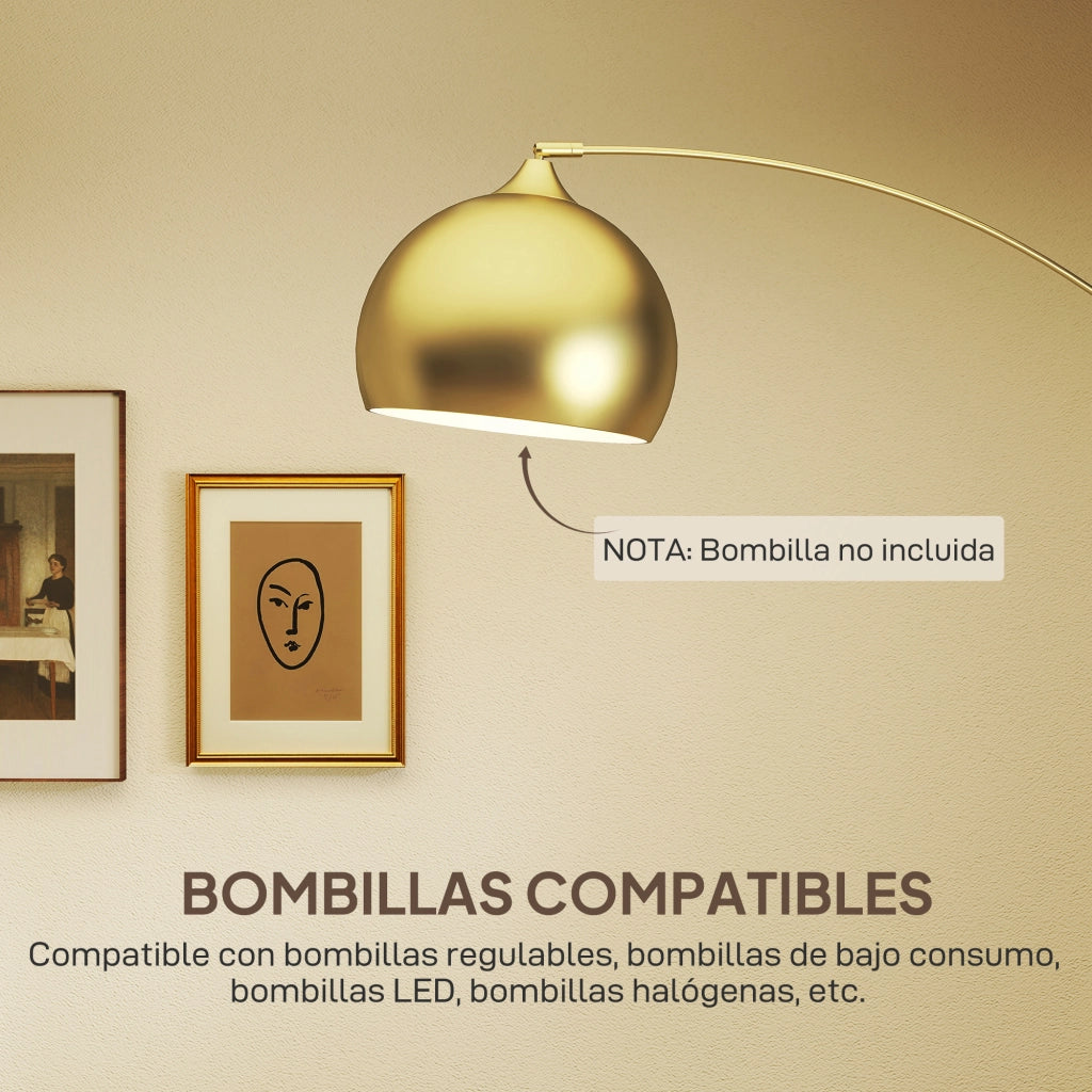 Lampada da terra ad arco moderna 40 W regolabile in altezza e lunghezza con interruttore a pedale 110-115x35x170-180 cm dorato ¨C zephmum