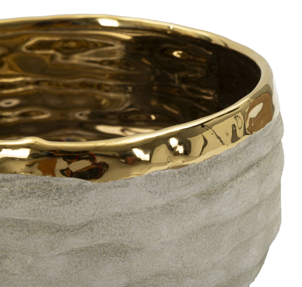 Cachepot Lima Bassi Coppia 22,5x0x10,5 cm in Ceramica Grigio e Oro