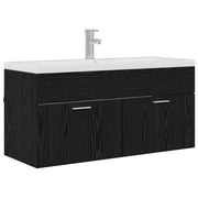 Mobile da Bagno | Armadio da bagno con porta Rovere Nero 100 x 38,5 x 46 cm