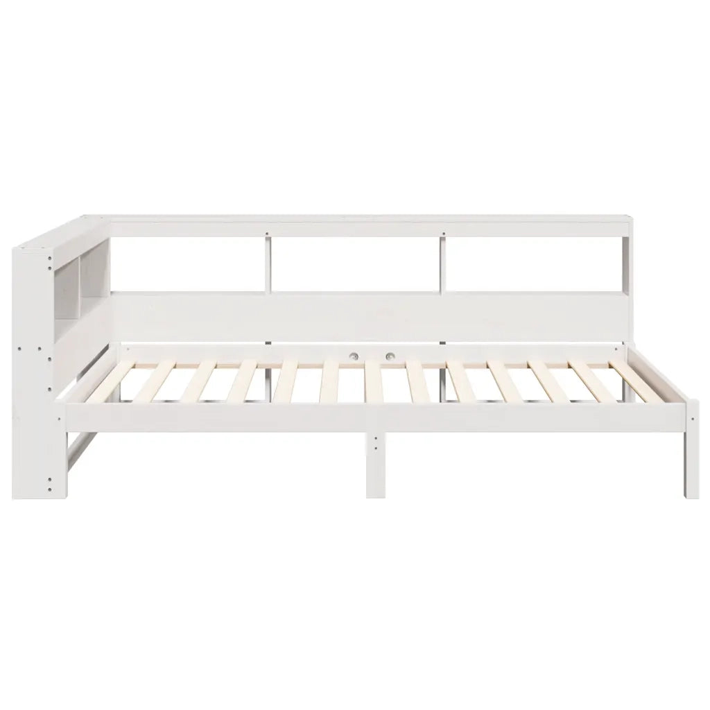 Letto Libreria senza Materasso-Struttura Letto con contenitore Bianca 90x200 cm Legno di Pino 692038