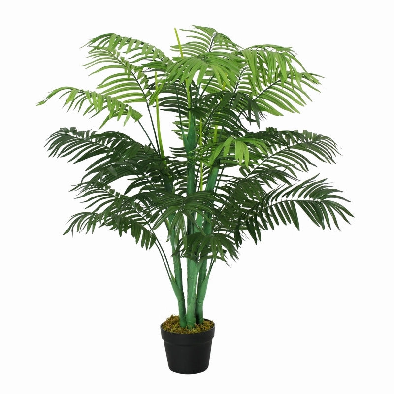 Palma artificiale, alta 125 cm, pianta artificiale con 18 fronde in vaso per soggiorno o balcone.