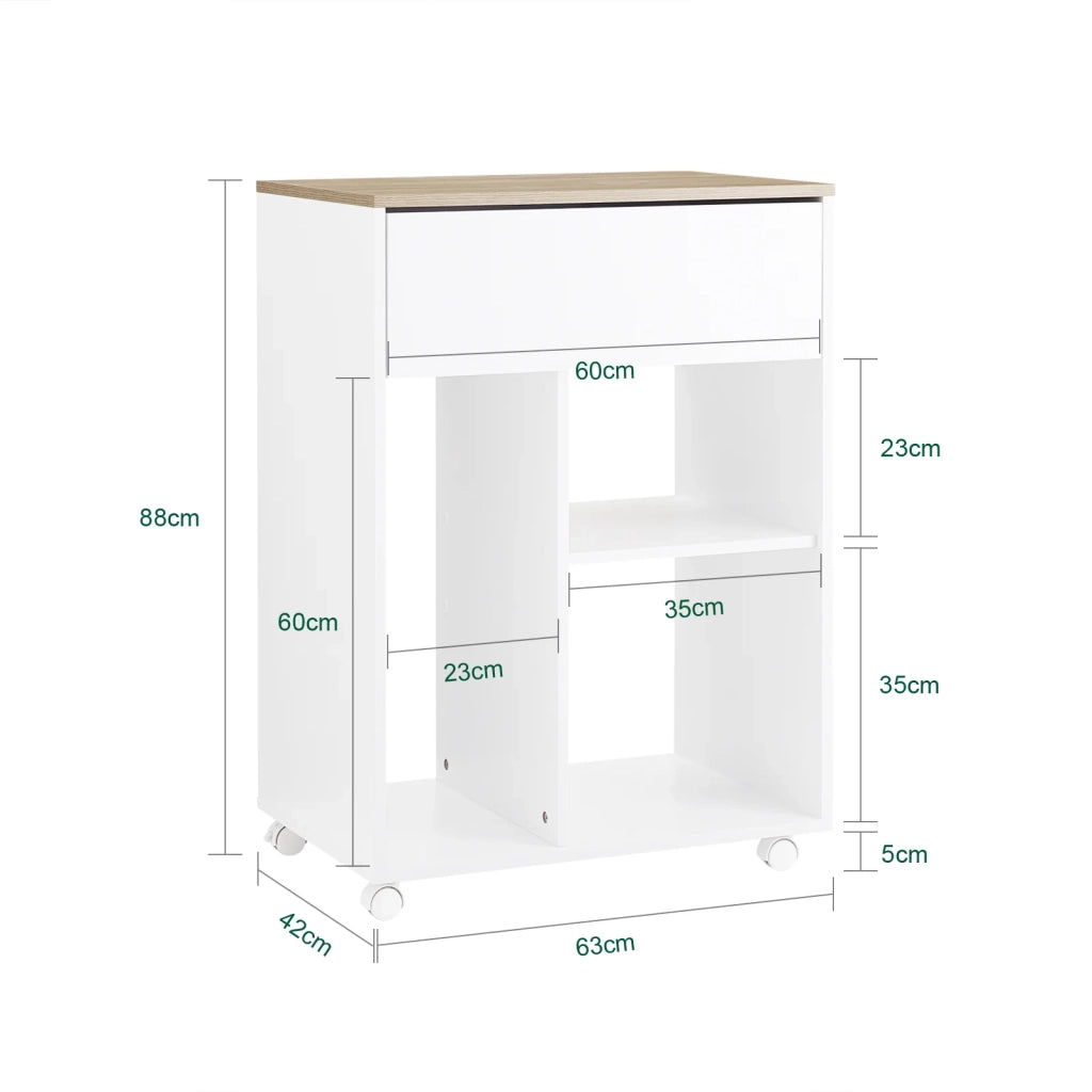 SoBuy Carrello da ufficio Carrello Portaoggetti con Cassetto Tavolino stampante 63x42x88cm ASK10-WN