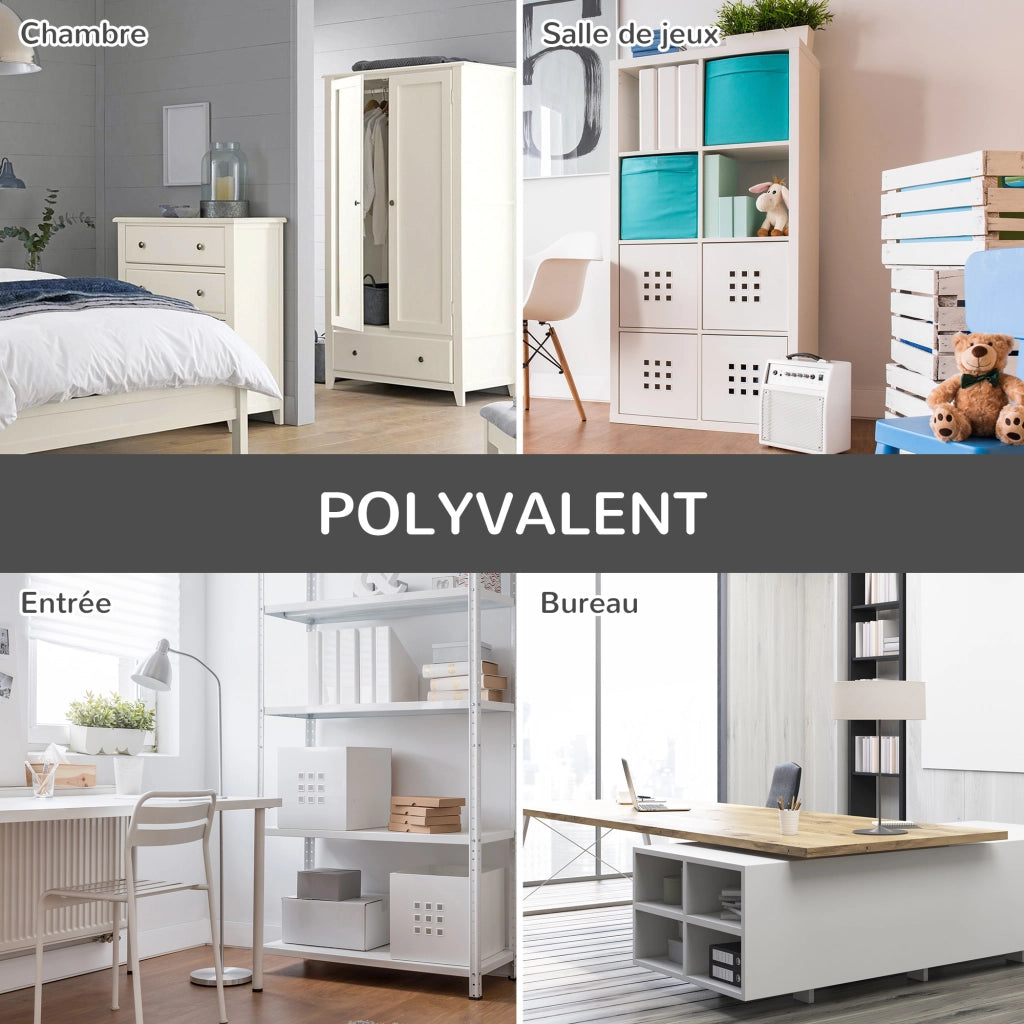 Libreria Design Industriale ¨C zephmum ¨C 3 Ripiani, 3 Cassetti, Legno, Metallo Nero