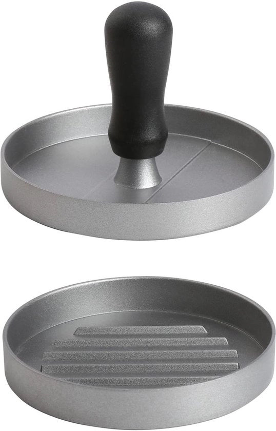 Hamburgerpers con strato antiaderente - Hamburgerpers in ghisa - Diametro 11,8 cm - Hamburger perfetti/patties - Struttura in alluminio robusta - Manico in plastica - Burgerpers