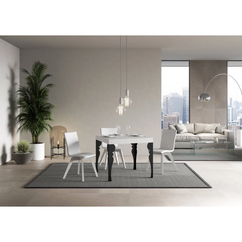 Tavolo allungabile 90x90/246 cm Paxon telaio Antracite - Bianco Frassino