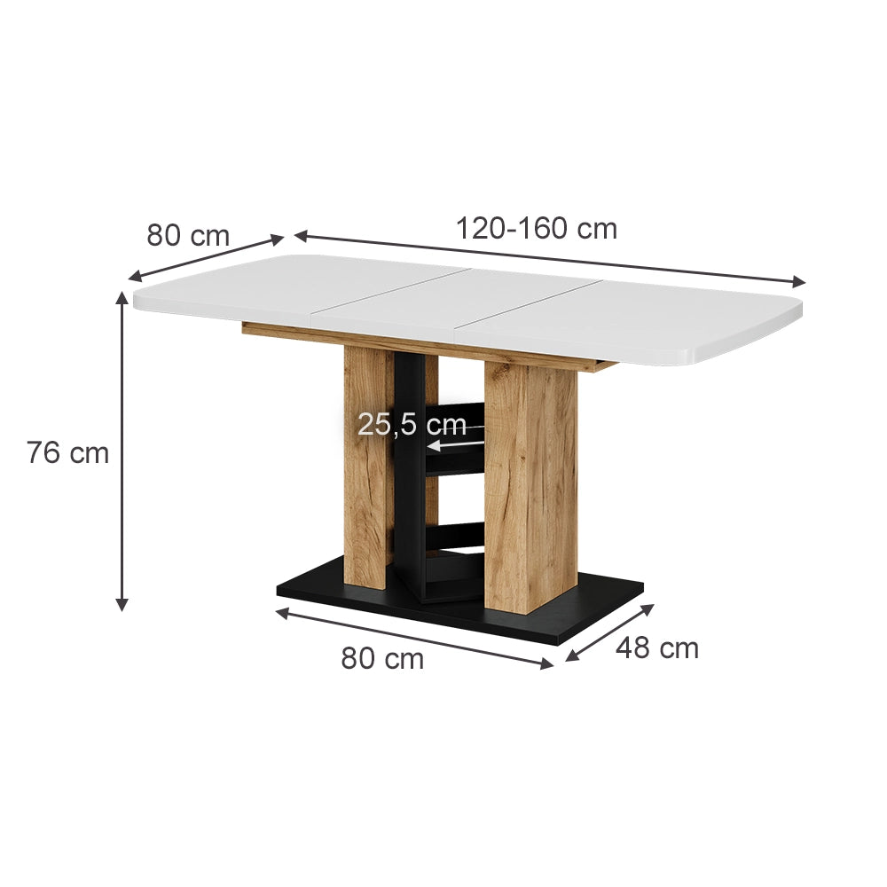 Vicco tavolo da pranzo allungabile Rovere bianco/dorato 120 x 80 cm