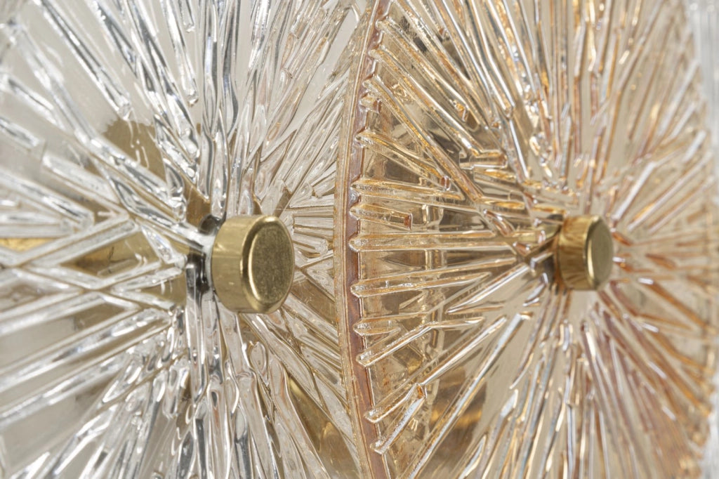 Lampada da Muro Osaka 42x8x20 cm in Ferro e Vetro Oro e Marrone e Trasparente