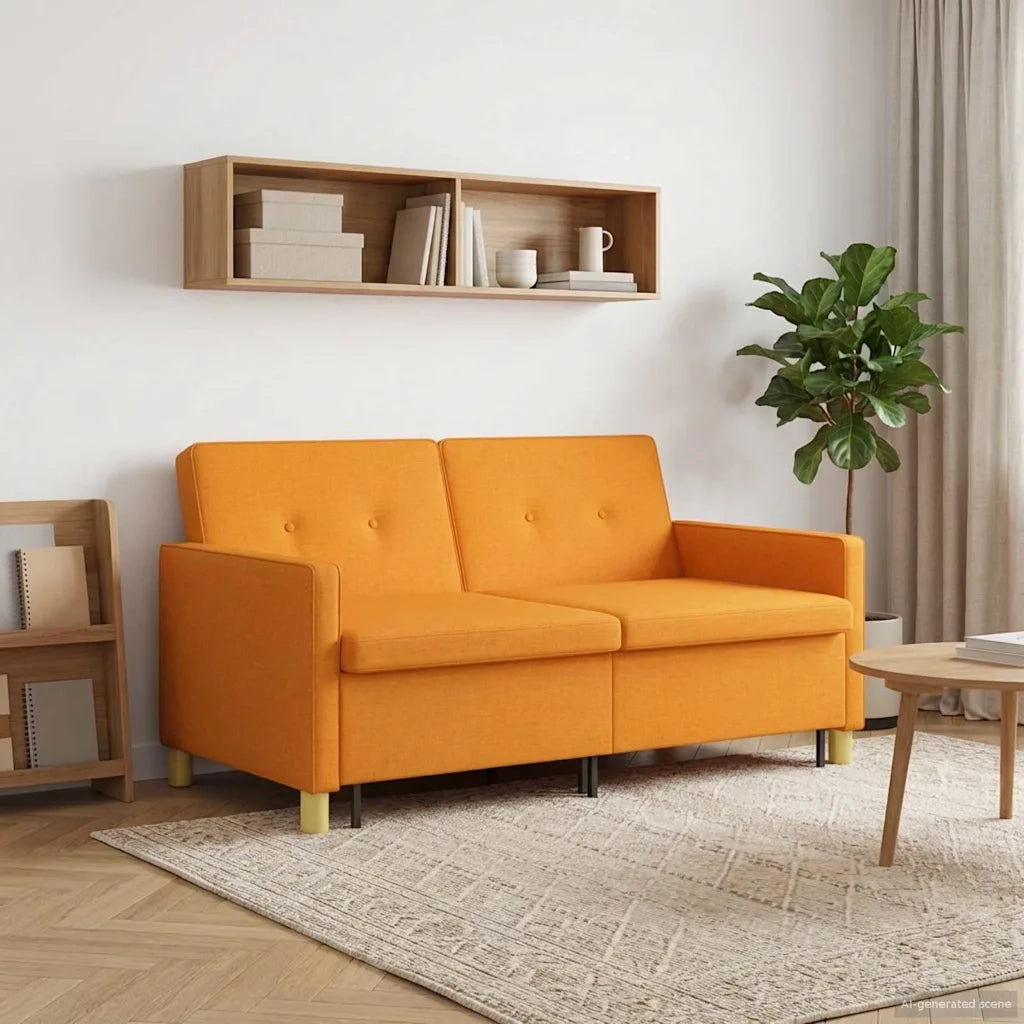 Divano Letto Estraibile Giallo Scuro Tessuto