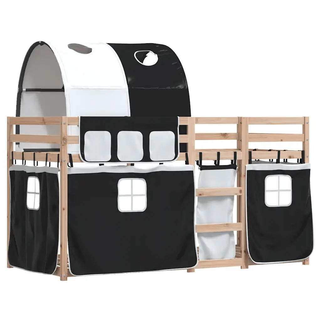 Letto a Castello senza Materasso-Struttura Letto a Castello Bianco e Nero 90x190cm in Pino 780458