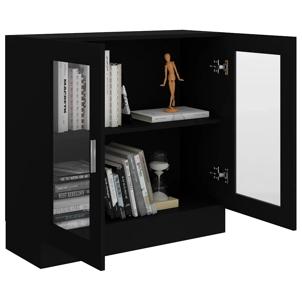 Armadietto con Vetrina Nero 82,5x30,5x80 cm Legno Multistrato 802742