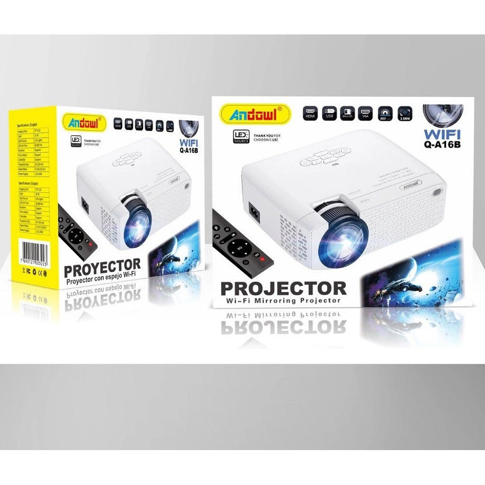 Trade Shop - Proiettore Wifi Led Proiezione 36-150 Pollici 5600 Lumen Usb Hdmi Vga Sd Q-a16b -