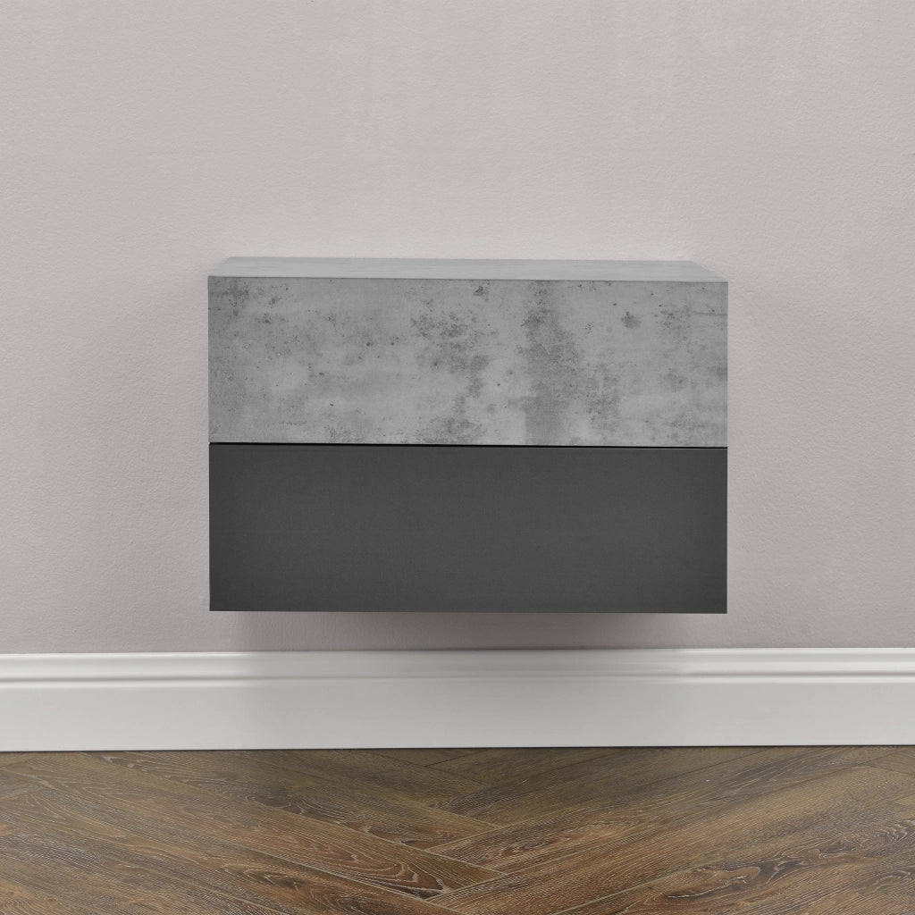 Set di 2 Comodini da Parete con Cassetto 46x30x15 cm Effetto Cemento / Grigio Scuro [en.casa]