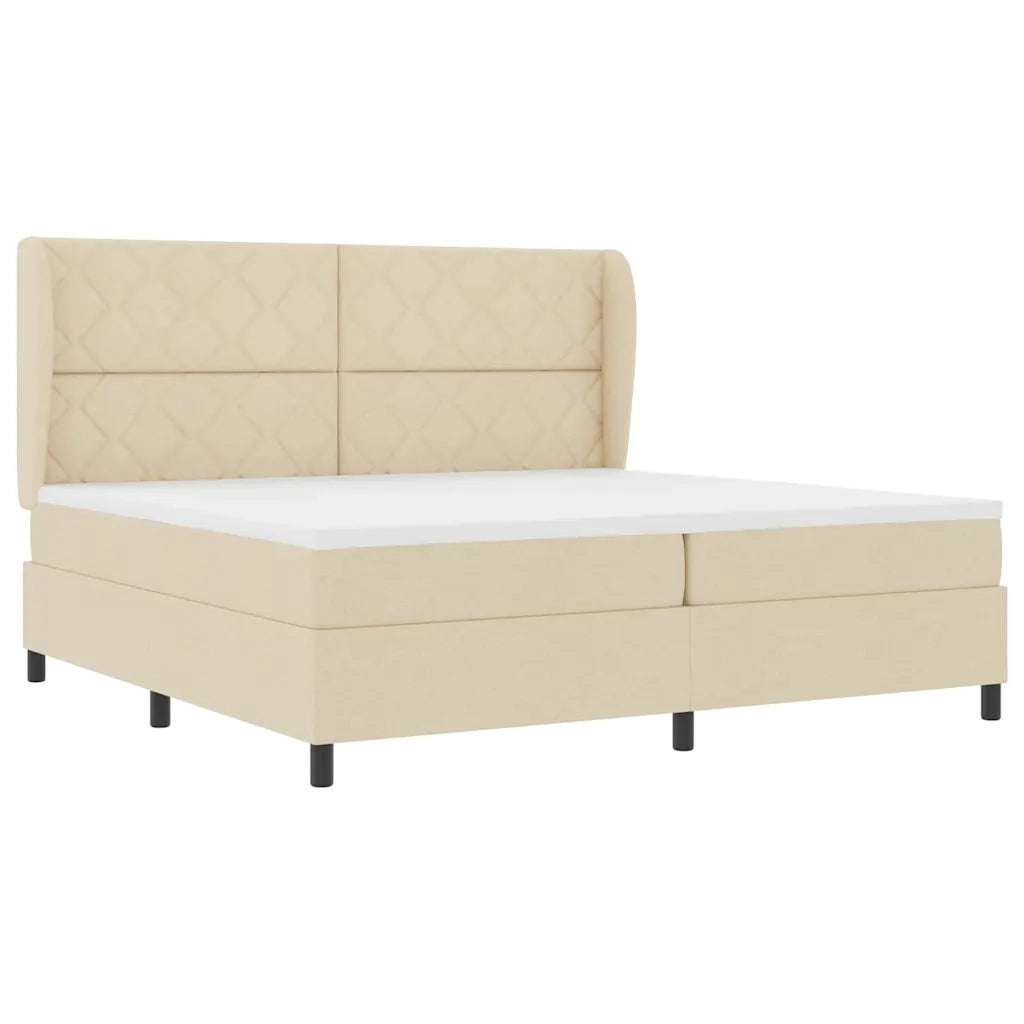 Letto a molle con materasso Crema 200 x 200 cm Tessuto 3340653