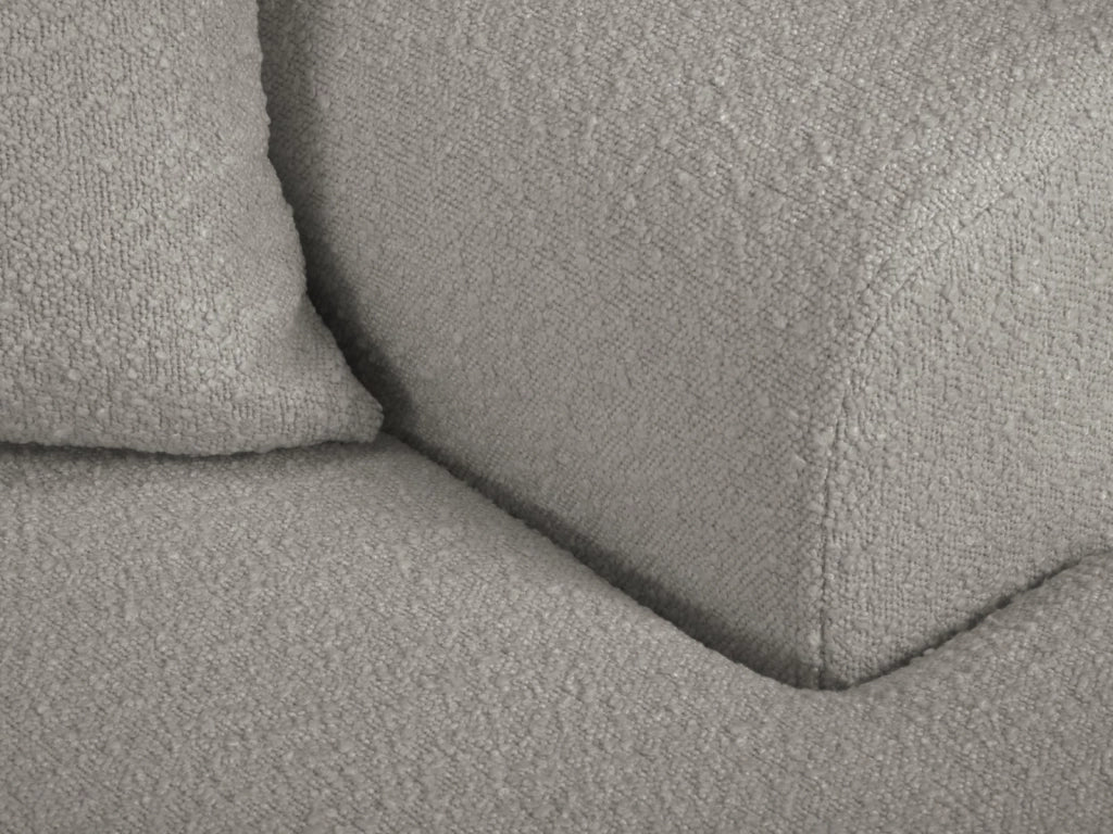 Cosmopolitan Design - Divano convertibile angolare destro con contenitore "Kyoto" 4 posti in bouclé grigio 