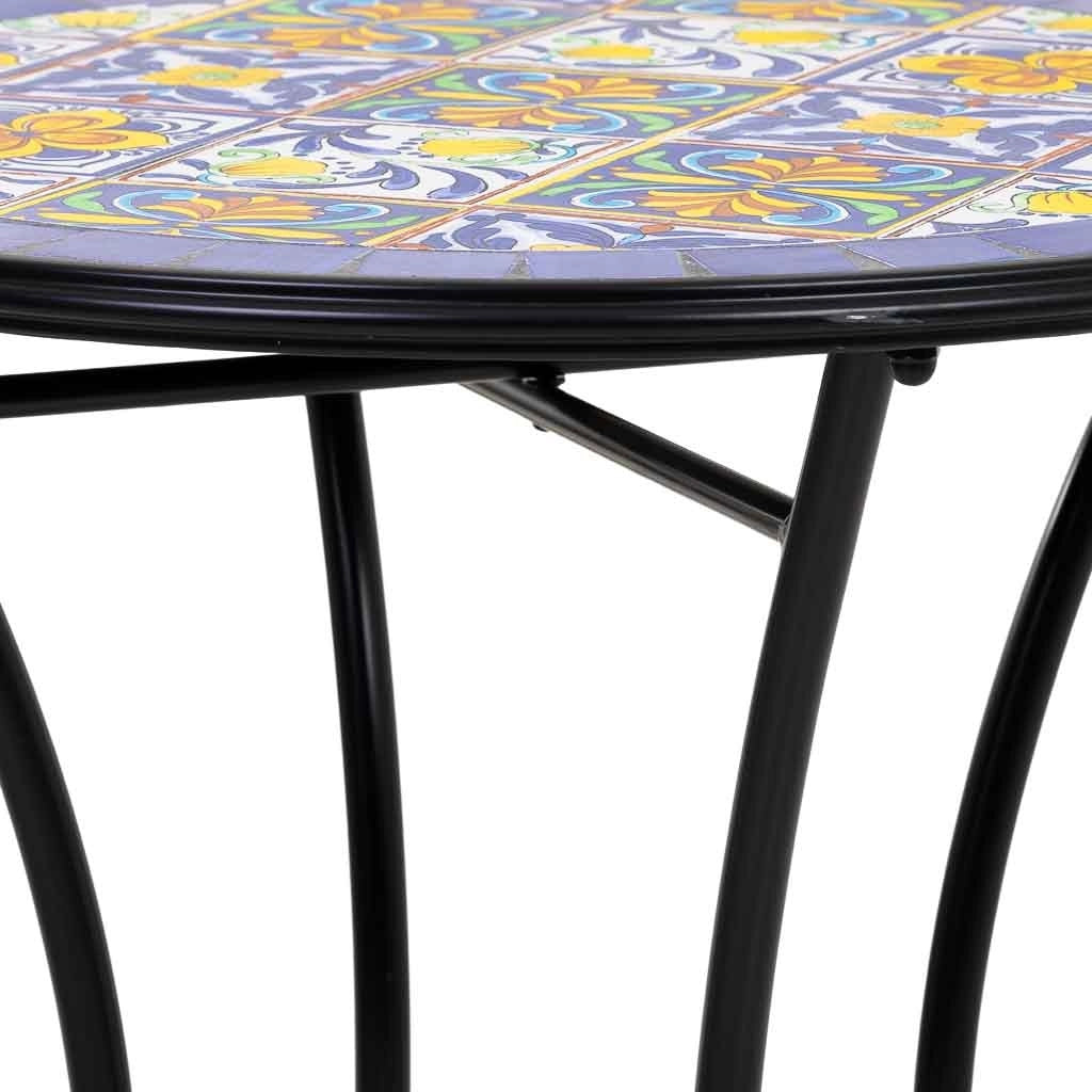 Tavolo + 2 sedie in ferro battuto, D60x75h-sedia(2): D38x46-90h Nero