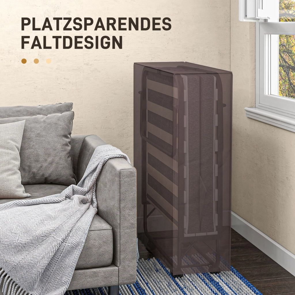 Letto pieghevole con materasso ¨C zephmum ¨C 190x80x42 cm, metallo, grigio scuro