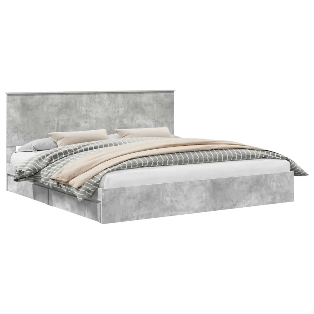 Letto con Contenitore con testiera Grigio cemento 200 x 200 cm