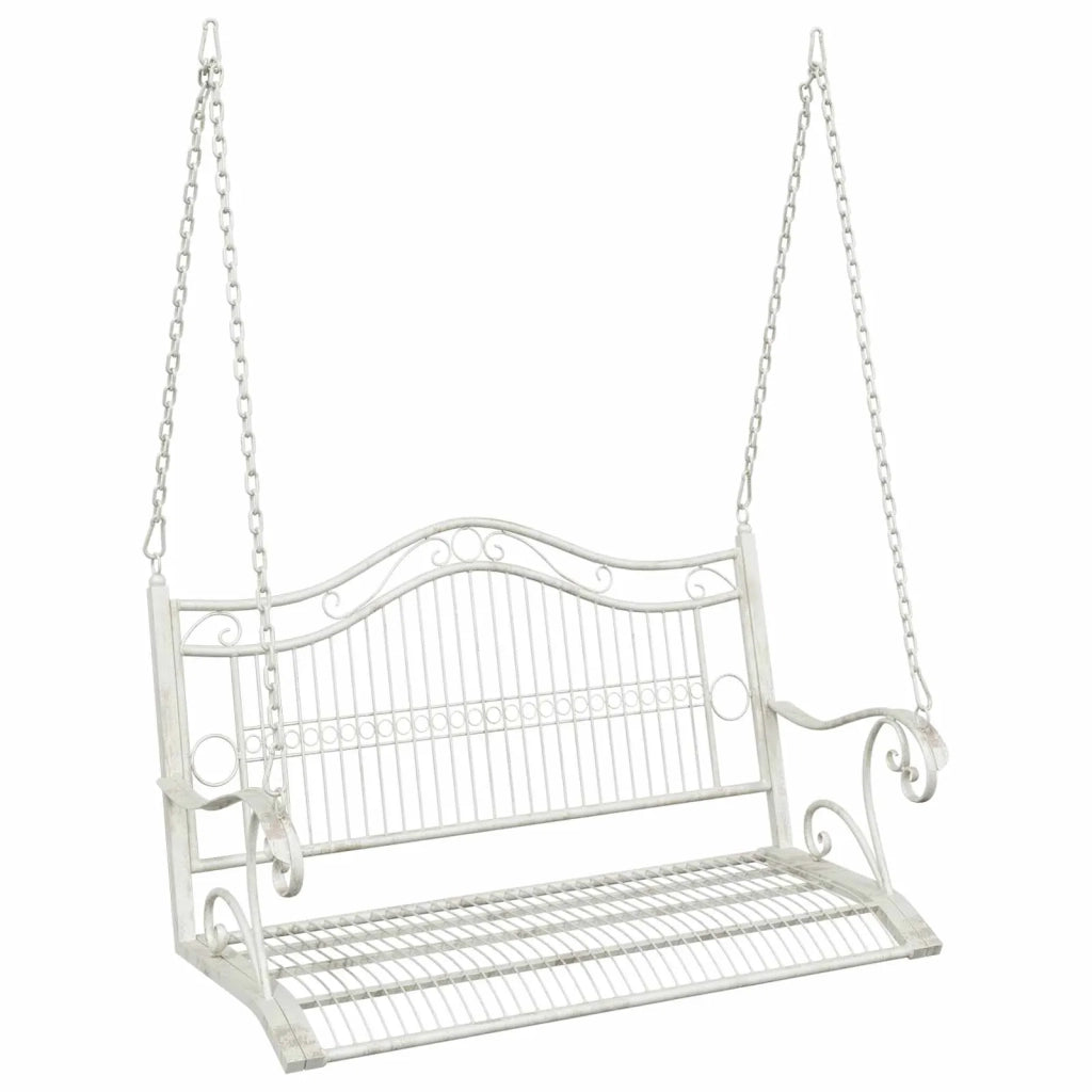 Panchina a Dondolo Acciaio 115 x 61 x 63 cm Bianco Antico 42038692
